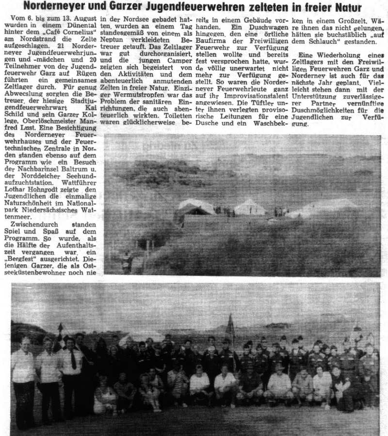 Zeltlager in den Dünen vom 6. bis 13.08.1994