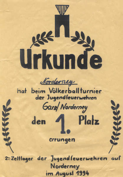 Zeltlager in den Dünen vom 6. bis 13.08.1994