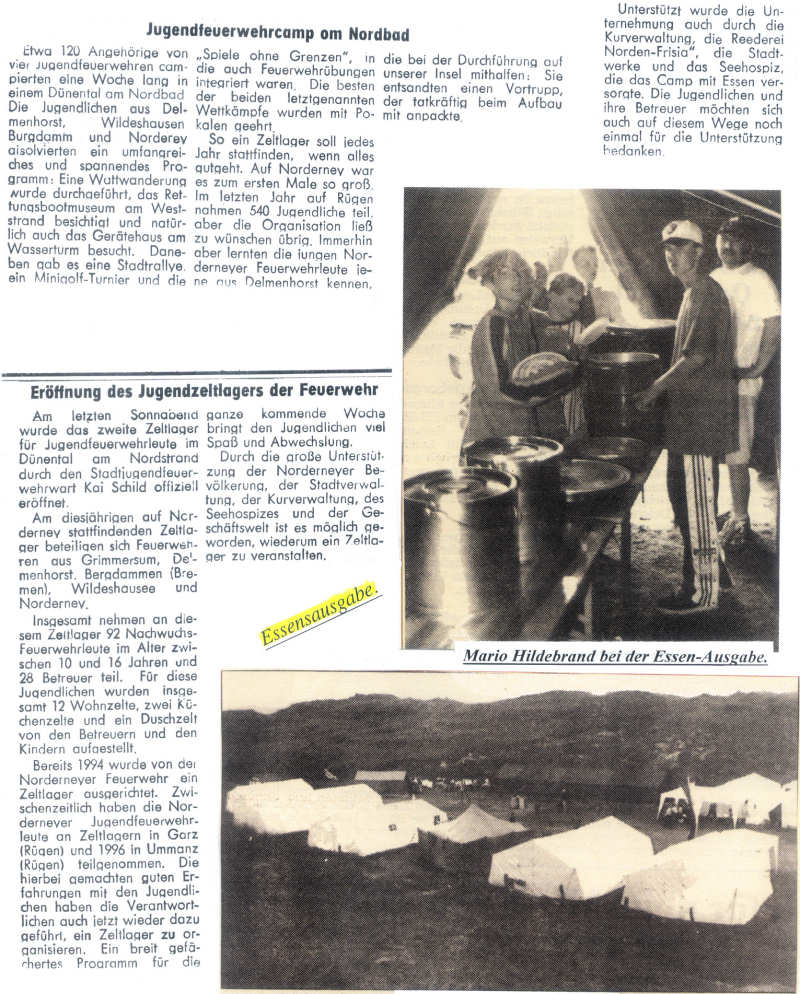 Jugendfeuerwehrcamp am Nordbad - August 1997 Jugendfeuerwehrcamp am Nordbad - August 1997