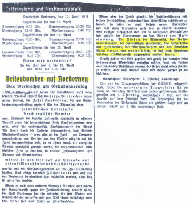 Feindlicher Tagesangriff am 10.04.1941