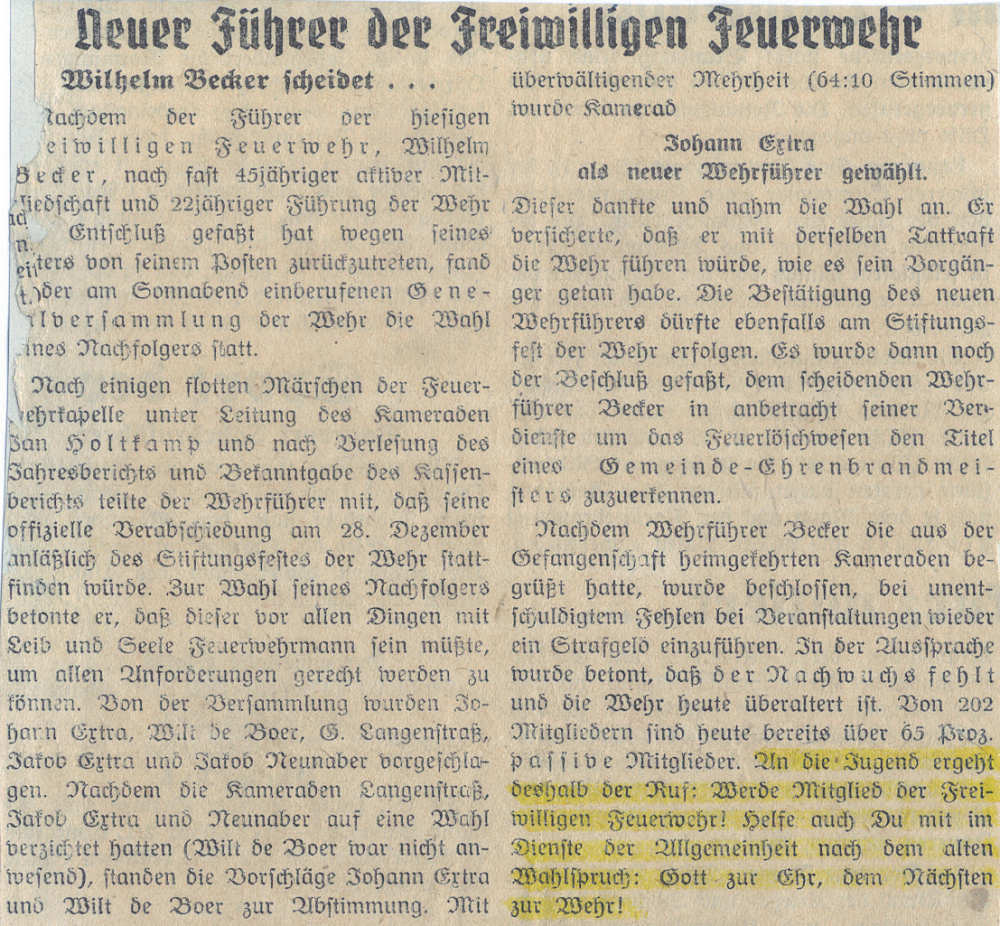 Johann Extra Wehrführer Johann Extra Wehrführer