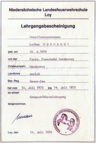 Lehrgangsbescheinigung