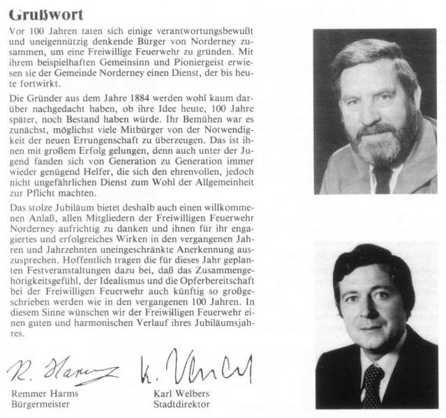 100 Jahre Feuerwehr Norderney - 1985