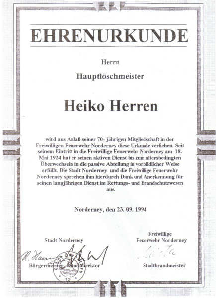 70 Jahre Feuerwehr 70 Jahre Feuerwehr