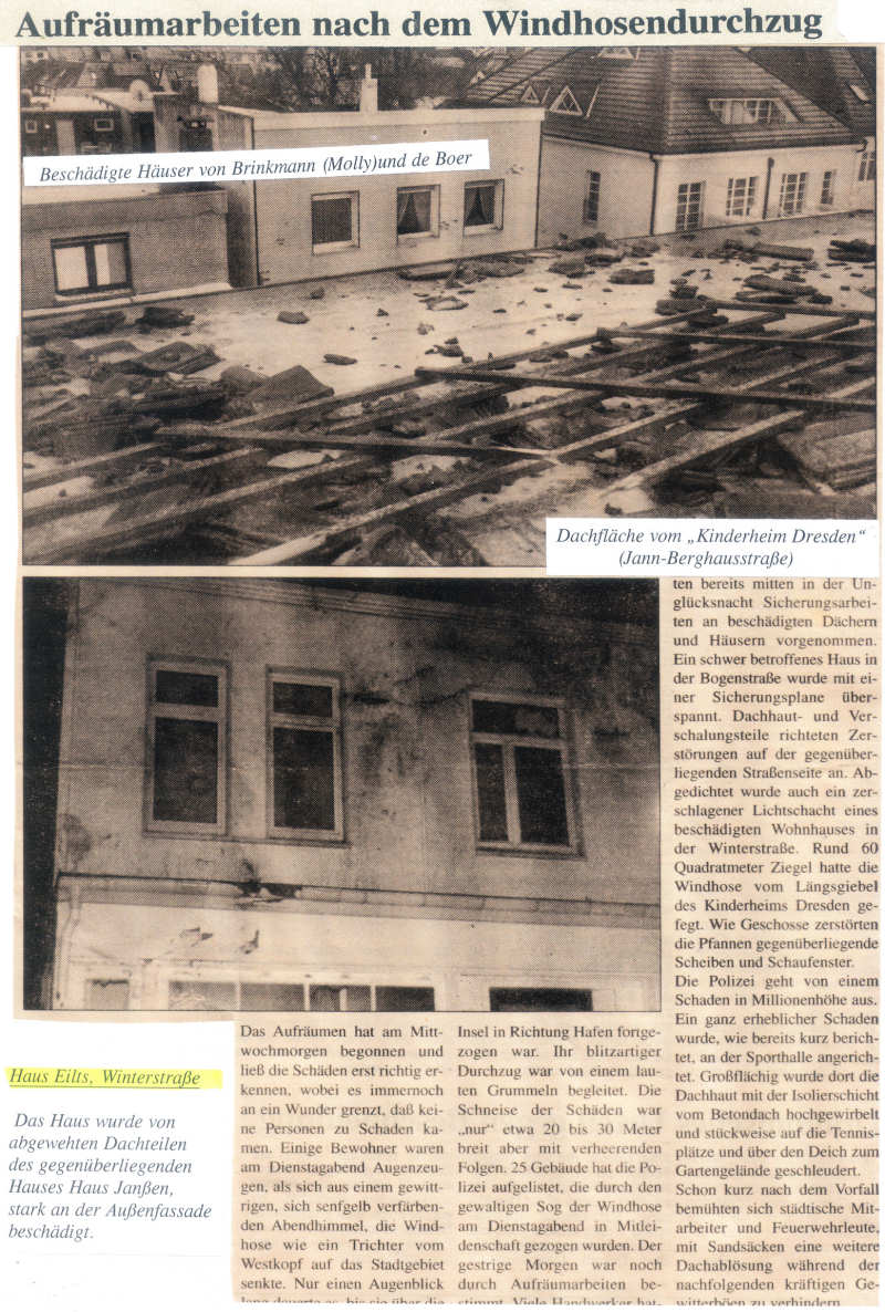 Aufräumarbeiten nach der Windhose Aufräumarbeiten nach der Windhose