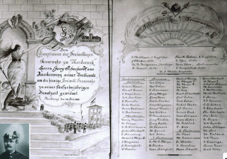 Ehrenurkunde für den Wehrführer Schuchardt - 1899