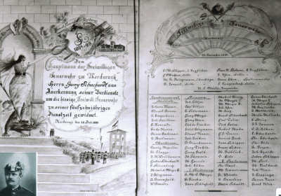 Ehrenurkunde für den Wehrführer Schuchardt - 1899