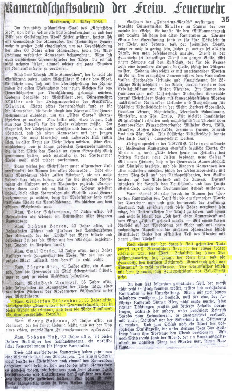 Umzug mit dem "Kriegerverein" - November 1934 Umzug mit dem "Kriegerverein" - November 1934