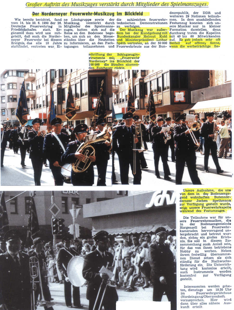 26. Deutscher Feuerwehrtag in Friedrichshafen vom 14. bis zum 20. Juni 1990