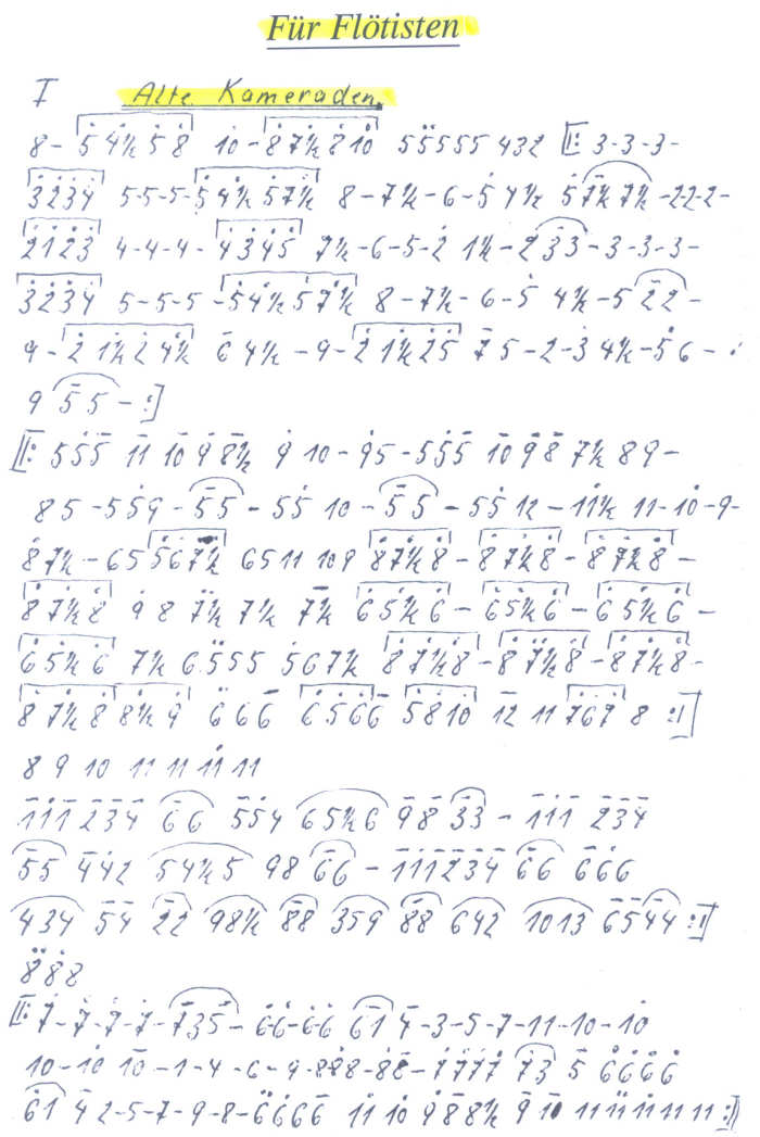 Umgeschriebene Noten von Wilhelm Wolff