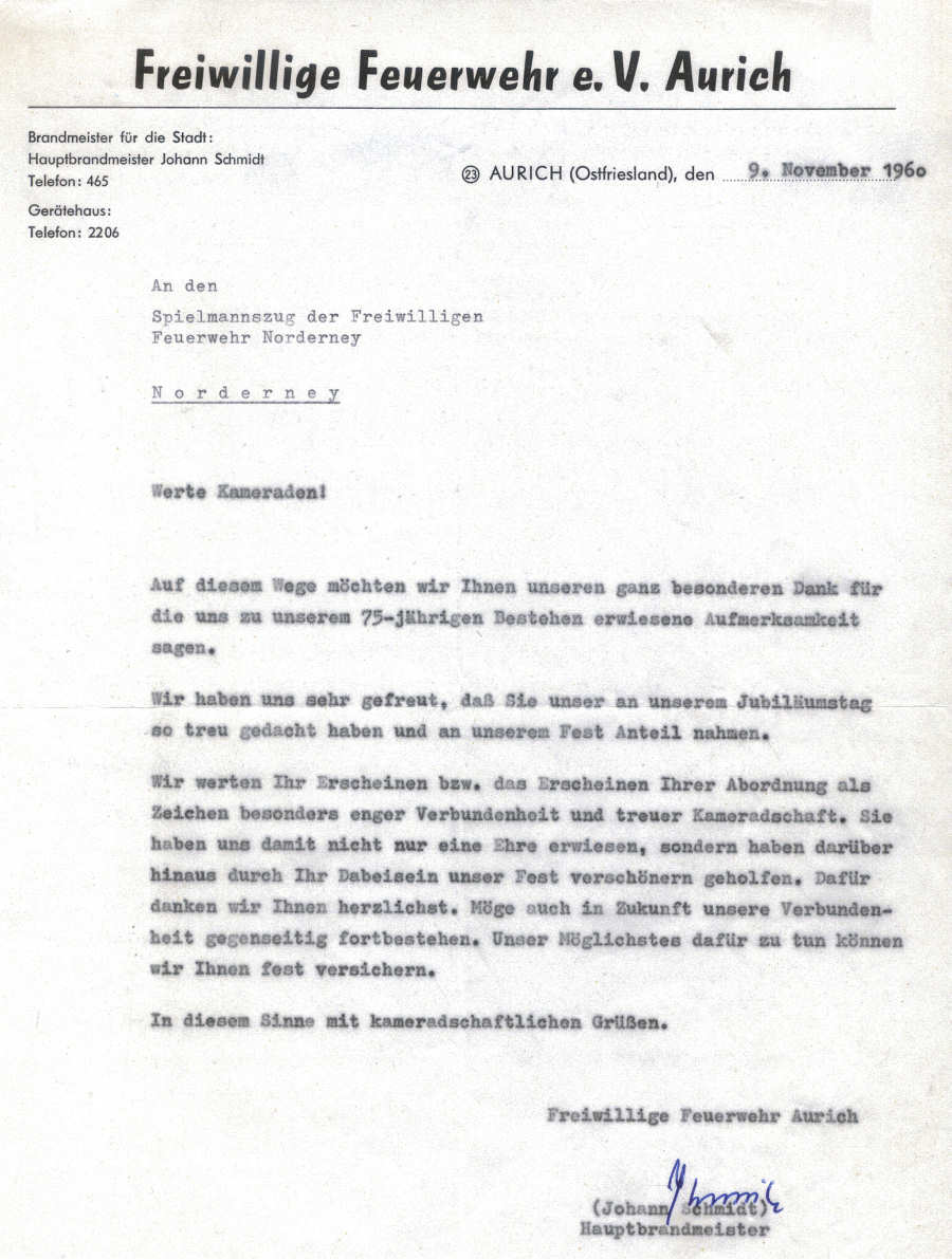 Freiwillige Feuerwehr e.V. Aurich - 1960