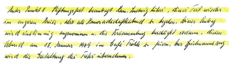 Protokollnotiz von der Jahreshauptversammlung 19.11.1968