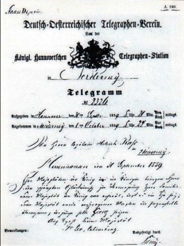 Telegramm von König Georg V.